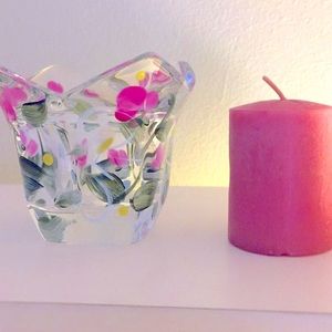 NWOT Hand- painted glass votive candle holder❤️